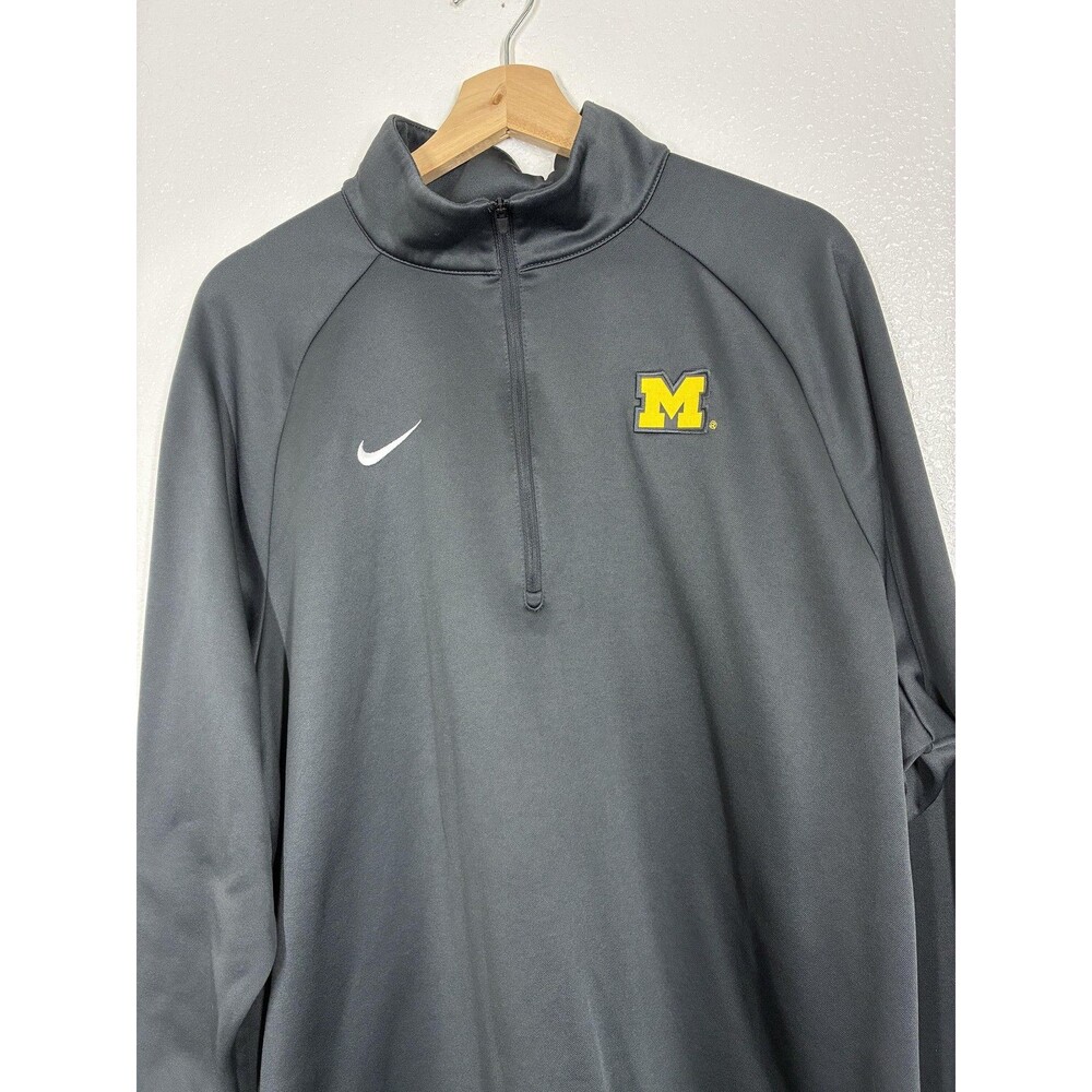 Michigan Wolverines Sweatshirt Mens XL Gray NCAA Football Nike Quarter Zip - Picture 2 of 12